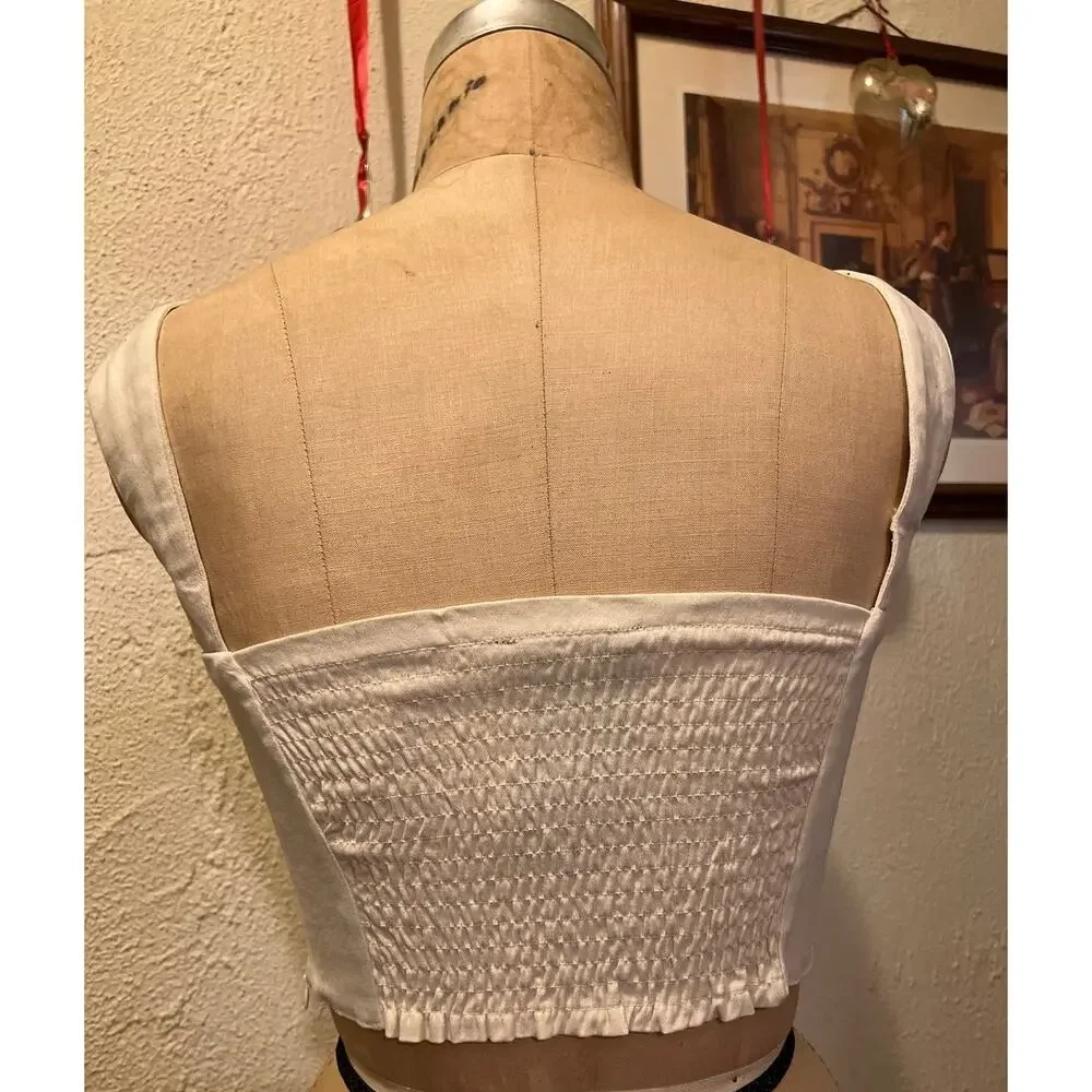 Sandy & Sid Smocked Corset Sexy Crop Tank Top Crèam NWT Size S - Picture 5 of 8